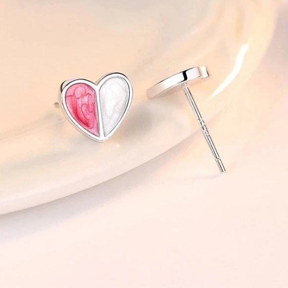 Cutest 4pc Pink & White Earrings and Pendant Set w/ 18" Chain Sterling Silver - Picture 7 of 8